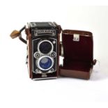 ROLLEIFLEX; a 3.5 E2 medium format film camera, fitted with a Schneider-Kreuznach Xenotar 1:3.5/75