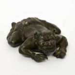 An Indian bronzed squat figure of a demon, length 10.5cm.