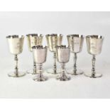 Five Elizabeth II hallmarked silver wine cups, each bearing the name MV Lord Strathcona and