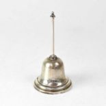 A late Victorian hallmarked silver bell, with turned handle and reeded border, height 14.5cm, Horace
