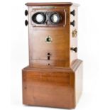 MATTEY, PARIS, FRANCE; an early 20th century mahogany cased tabletop stereoscope viewer, hand-