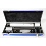 PHENIX; a telescope contained within a flight case, dimensions of case 132 x 50 x 23cm.