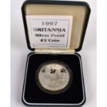 THE ROYAL MINT; a '1997 Britannia Silver Proof £2 Coin', encapsulated, in presentation box with