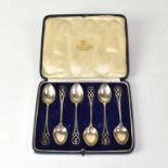 FRANCIS HIGGINS II; a cased set of six George VI hallmarked silver teaspoons, London 1940,