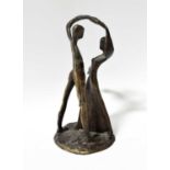 A contemporary bronze sculpture of two dancing figures, height 28cm.