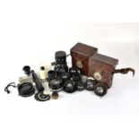 A collection of camera lenses and accessories to include a Ross London 5in Wide Angle Xpres f.4