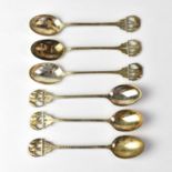 A set of six Indian silver teaspoons with palm tree and elephant finials, combined approx. 1.7ozt (