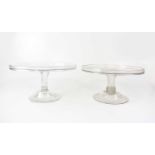 A near pair of Victorian clear glass comports, diameter 28.5cm (2).