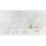 Various items of clear glassware to include small cups, six Stewart Crystal conical sundae glasses