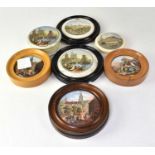 PRATT; seven pot lids including four of Strasburg (one with base), 'I See You My Boy', 'Naparima