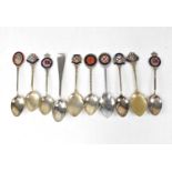 Ten commemorative souvenir spoons for Bibby and British India shipping lines, all but one with