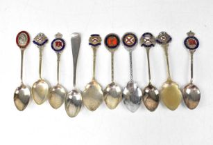Ten commemorative souvenir spoons for Bibby and British India shipping lines, all but one with