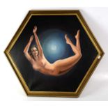 † BERNARD WILLEMS (1922-2020); oil on canvas, unusual hexagonal study of a nude female depicting