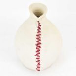 SARAH FERGUSON; a modern studio pottery white clay vessel, with red enamelled stripe, possibly to