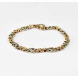A 9ct yellow gold bracelet with lobster claw clasp, length 19cm, approx. 16g.
