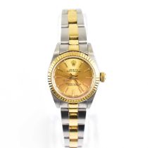 ROLEX; a ladies' steel and gold Oyster Perpetual Superlative Chronometer wristwatch, the gold dial