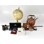 A small mixed lot to include a Replogle 9" diameter globe World Classic Series on brass-effect base,