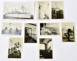 HMT EMPIRE WINDRUSH - SOCIAL HISTORY; an original black and white photographic postcard of the