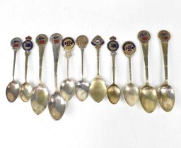 Eleven souvenir commemorative spoons for Ellerman, Railway and Aberdeen shipping lines, all but