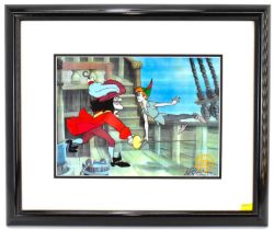 WALT DISNEY; an animation Sericell (serigraph), scene depicting Peter Pan fighting Captain Hook,