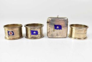 Four silver commemorative items for the John Holt & Co (Liverpool) shipping line, comprising a vesta