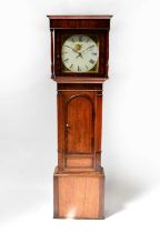 A 19th century thirty-hour oak longcase clock, the painted floral dial set with Roman numerals,