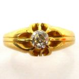 An 18ct gold gentlemen's solitaire ring, claw set stone approx. 0.25ct, size P, approx. 4.1g.