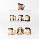 ROYAL DOULTON; a set of seven character jugs depicting Henry VIII and his six wives, D6648, D6658,