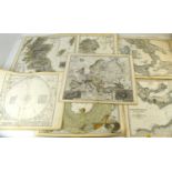 Various 19th century maps, previously from Stieler's Hand Atlas c.1870 (approx. 79).