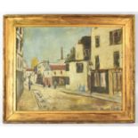 SCHOOL OF MAURICE UTRILLO; oil on board, Continental street scene, signed lower right and bearing