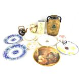 Various items of antique, vintage and collectible pottery to include a Rockingham Works saucer,