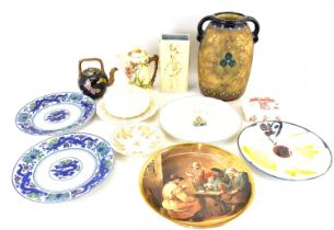 Various items of antique, vintage and collectible pottery to include a Rockingham Works saucer,