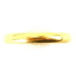 An 18ct gold wedding band, size N, approx. 3.7g, with sponsor's mark for Burker Brothers.