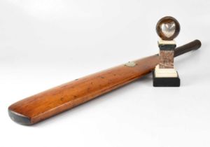 JAMES LILLYWHITE, FROWD & CO, BOROUGH, LONDON; a Victorian cricket bat with applied white metal