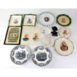 A quantity of transfer decorated plates depicting notable historical figures including 'Lieut-Col.