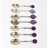 Seven silver commemorative spoons for the Blue Funnel Shipping Line and Bibby Shipping Line, with