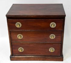 An early 20th century mahogany three-drawer chest, 72 x 74 x 47cm.