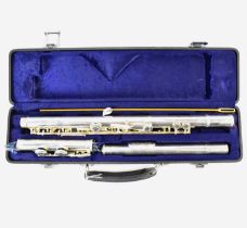 EARLHAM; a Series II silver plated flute, serial no.812890, in carry case.