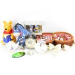 DISNEY; various collectibles to include a 'Winnie-the-Pooh' money box, height 24cm, an 'Eeyore'