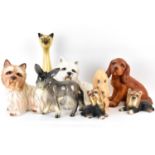 Mixed modern porcelain animal ornaments, to include Sylvac dog, donkey, Yorkshire Terriers,