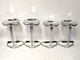 BIEFFEPLAST; a set of four chrome 1970s Tractor Stools by Rodney Kinsman for Bieffeplast, Italy,