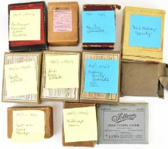 A box of 1/4 plate and 1/8 plate glass slides, to include military, family, portraits, RAF, Army,