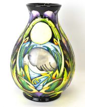 MOORCROFT; a 'Shearwater' pattern vase of bulbous shape by Emma Bossons, limited edition no.107/150,