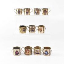 Eleven silver plated souvenir loving cups for various shipping lines, comprising three for Royal