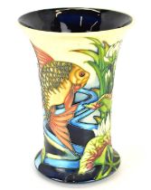 MOORCROFT; a 'Derwent' pattern vase of flared form, designed by Philip Gibson, with tube lined