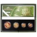 ROYAL MINT; '2003 United Kingdom Gold Proof Four-Coin Sovereign Collection', comprising £5, double