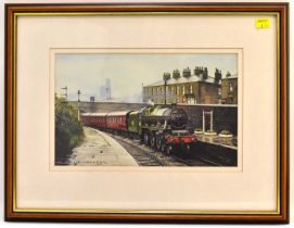 C. D. HOLLAND; watercolour 'Jubilee 4-6-0 No.45719 'Glorious' at Heywood', study of steam locomotive