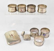 ELDER DEMPSTER SHIPPING LINE; commemorative items comprising silver seven napkin rings, each