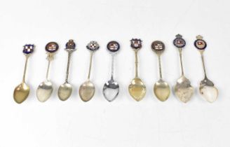 Nine shipping line commemorative souvenir spoons for CPR; Marburn, Marglenn, CPOS; Metagama, NZS Co;