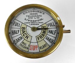 CHADBURN'S LIVERPOOL LTD; a brass cased ship's telegraph, diameter 44cm. Condition Report: Some